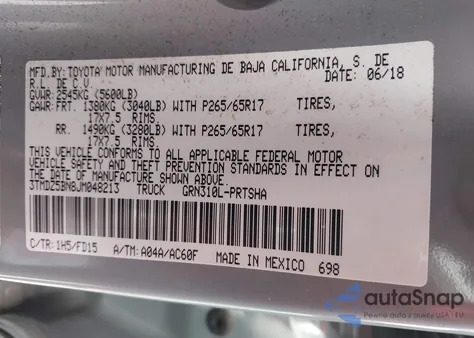 2018 Toyota Tacoma Trd Sport z USA, uszkodzony, nr VIN 3TMDZ5BN8JM048213